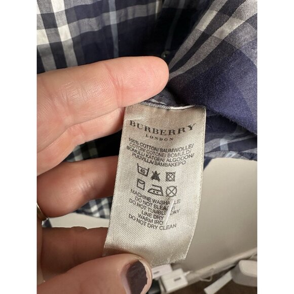 Burberry London Shirt Mens Large Blue Plaid Button Down Long Sleeve - Picture 5 of 7